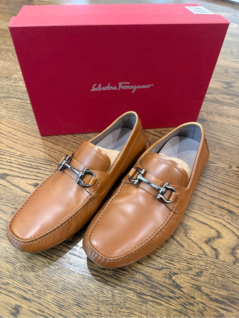 Salvatore Ferragamo Men’s Parigi Tan Leather Bit Loafers US 9